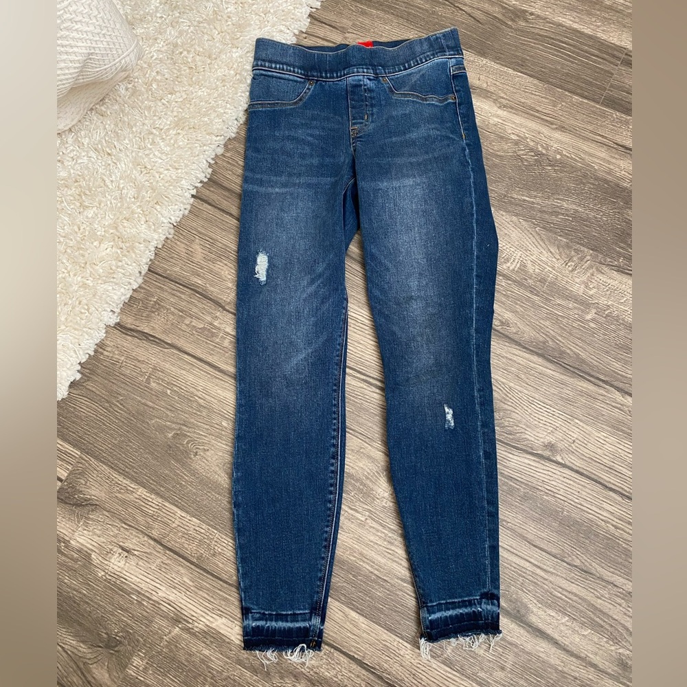 SPANX distressed ankle skinny jeans medium wash NWOT size xs‎